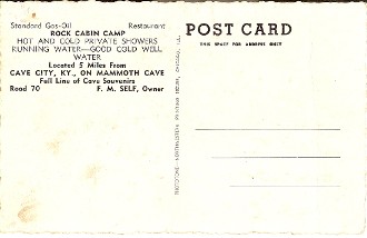 Historic postcard of Rock Cabin Camping